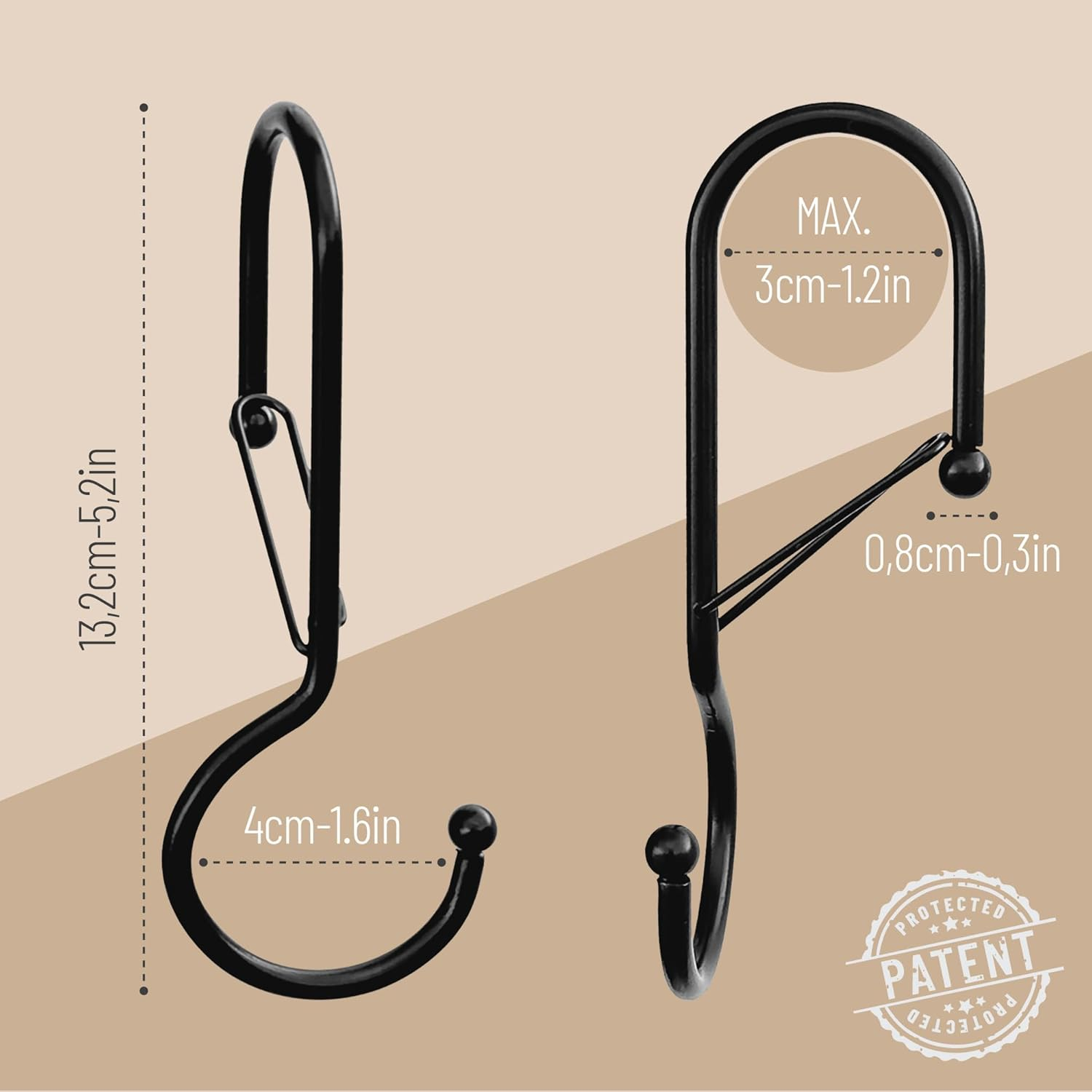 Blau Marit&eacute; 6 Purse Hanger for Closet. Tote Hanger. S-Shaped Hooks S Hooks Twist Design. anti Drop S-Shaped Hook for Hanging Handbags with Safety Buckle to Prevent Falls. Heavy Duty. (Black, Twisted) image number 3