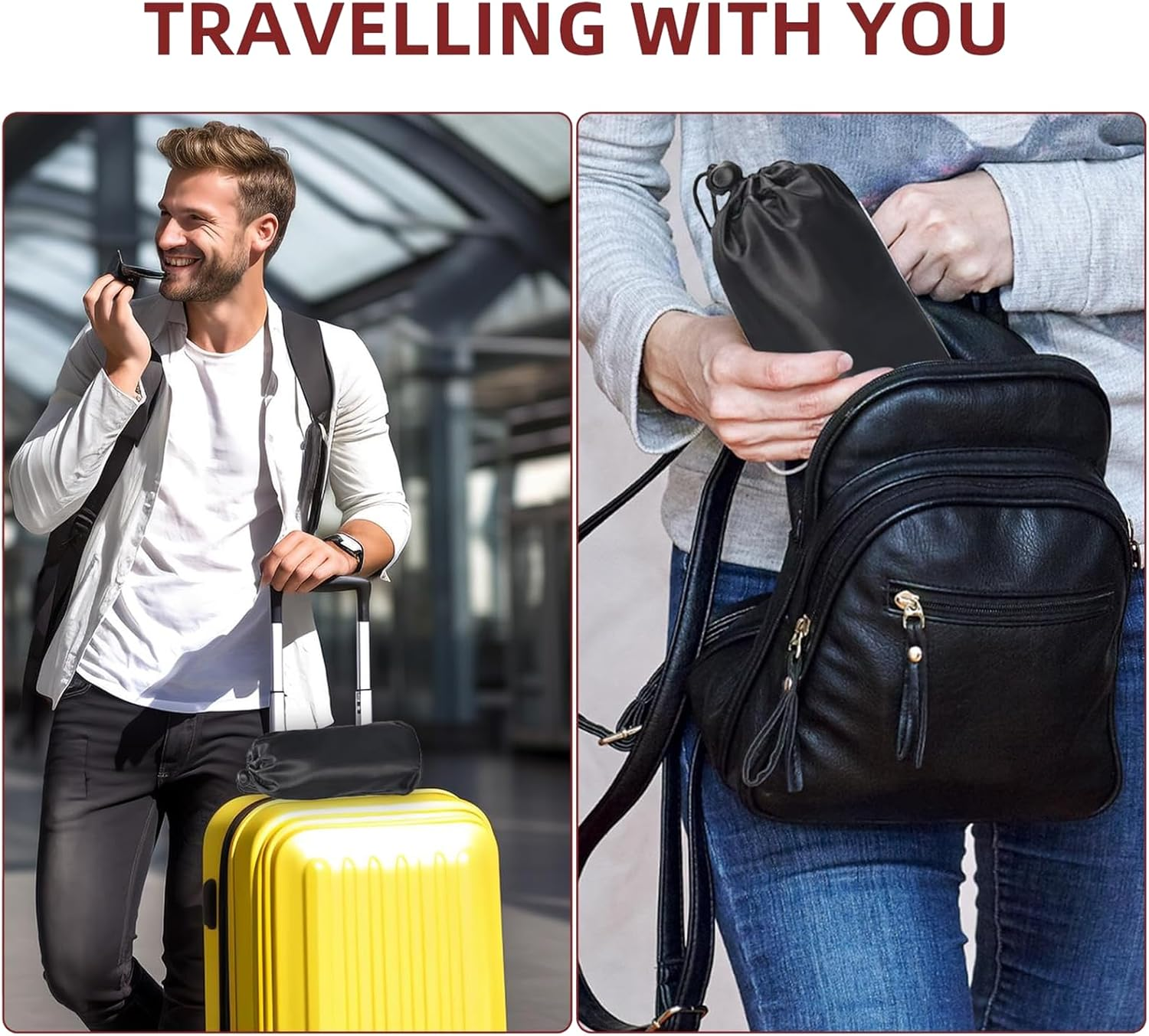 Airplane Foot Hammock (2 Pack), Travel Foot Rest for Airplane with Memory Foam, Adjustable Plane Foot Rest Hammock, Portable Airplane Travel Accessories for Long Flights, Black image number 4