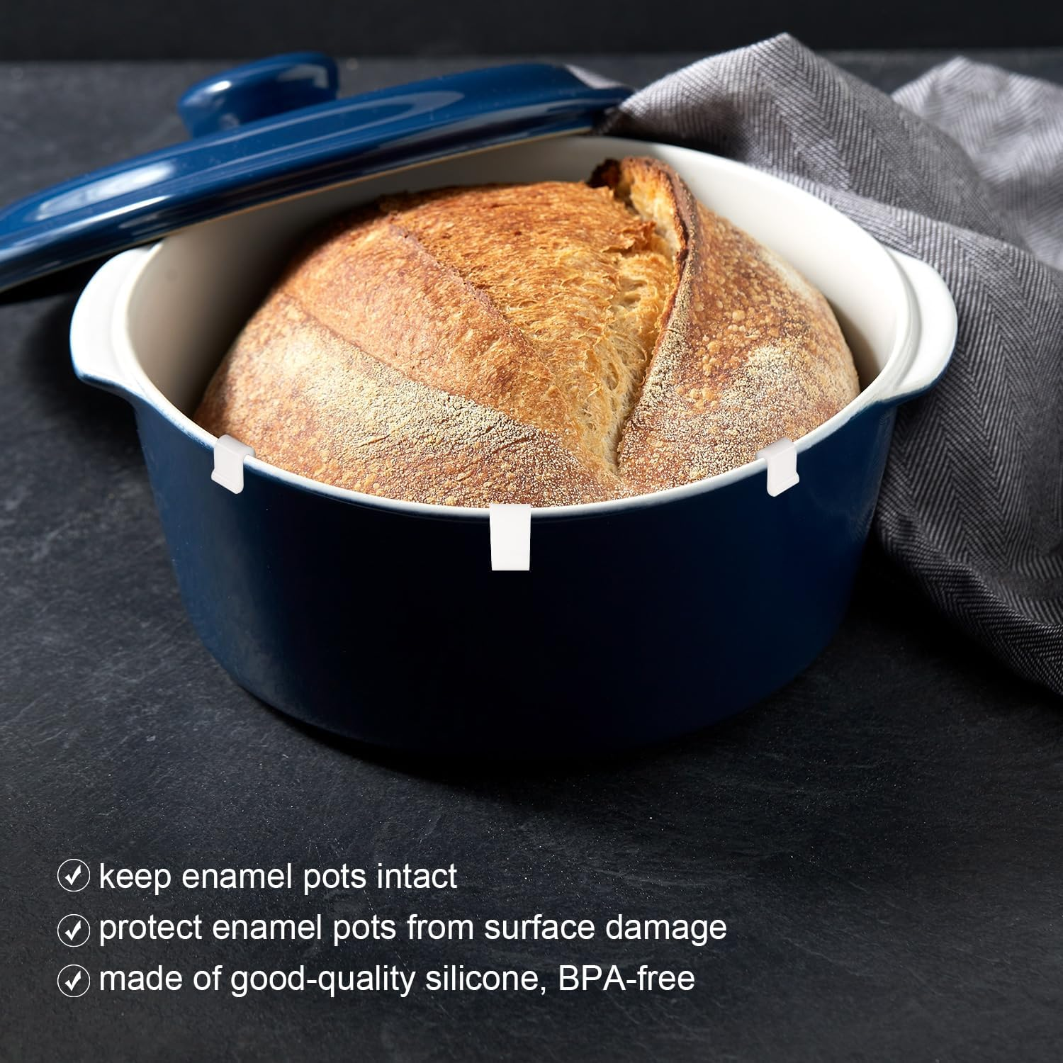 8Pcs Dutch Oven Lid Protector Clips, Silicone Dutch Oven Lid Protector Dutch Oven Clips for Stacking Pot Lid Protectors for Display Storage Stacking of Dutch Oven(White) image number 4