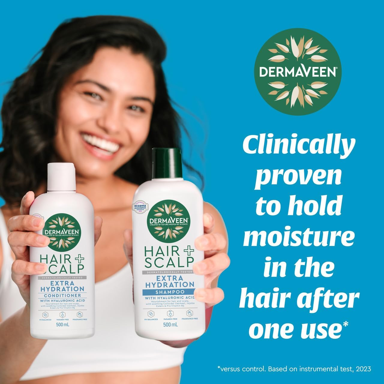 Dermaveen Hair + Scalp Extra Hydration Conditioner 500 Ml for Sensitive Scalps and Dry Hair | Soothes Sensitive Scalps and Hydrates Dry Hair, Boosted with Oatactiv+ (6 in 1 Skin Benefits) and Hyaluronic Acid image number 6