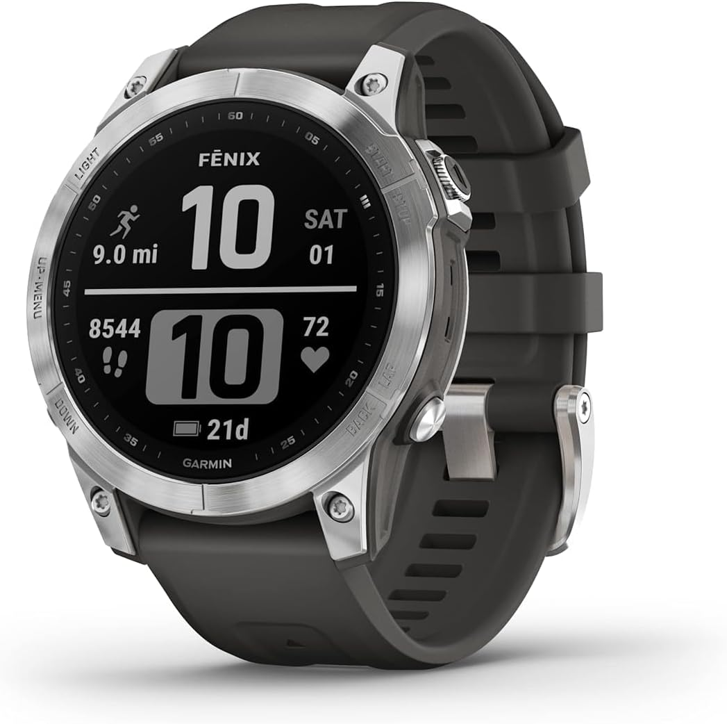 Garmin Fenix 7, Silver with Graphite Band, Multisport GPS Watch image number 5