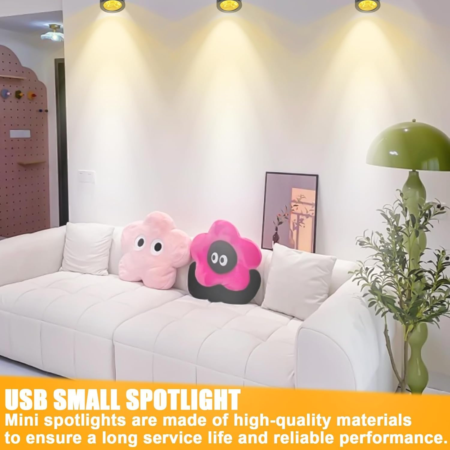 Pack of 4 Mini LED Spot Light, 5 V 3 W USB Headlight 360&deg; Swivelling Aluminium Spotlight Accent Lights Picture Lights Cabinet Light LED Spotlight Lights for Hallway Jewellery Shop Windows Warm White image number 5