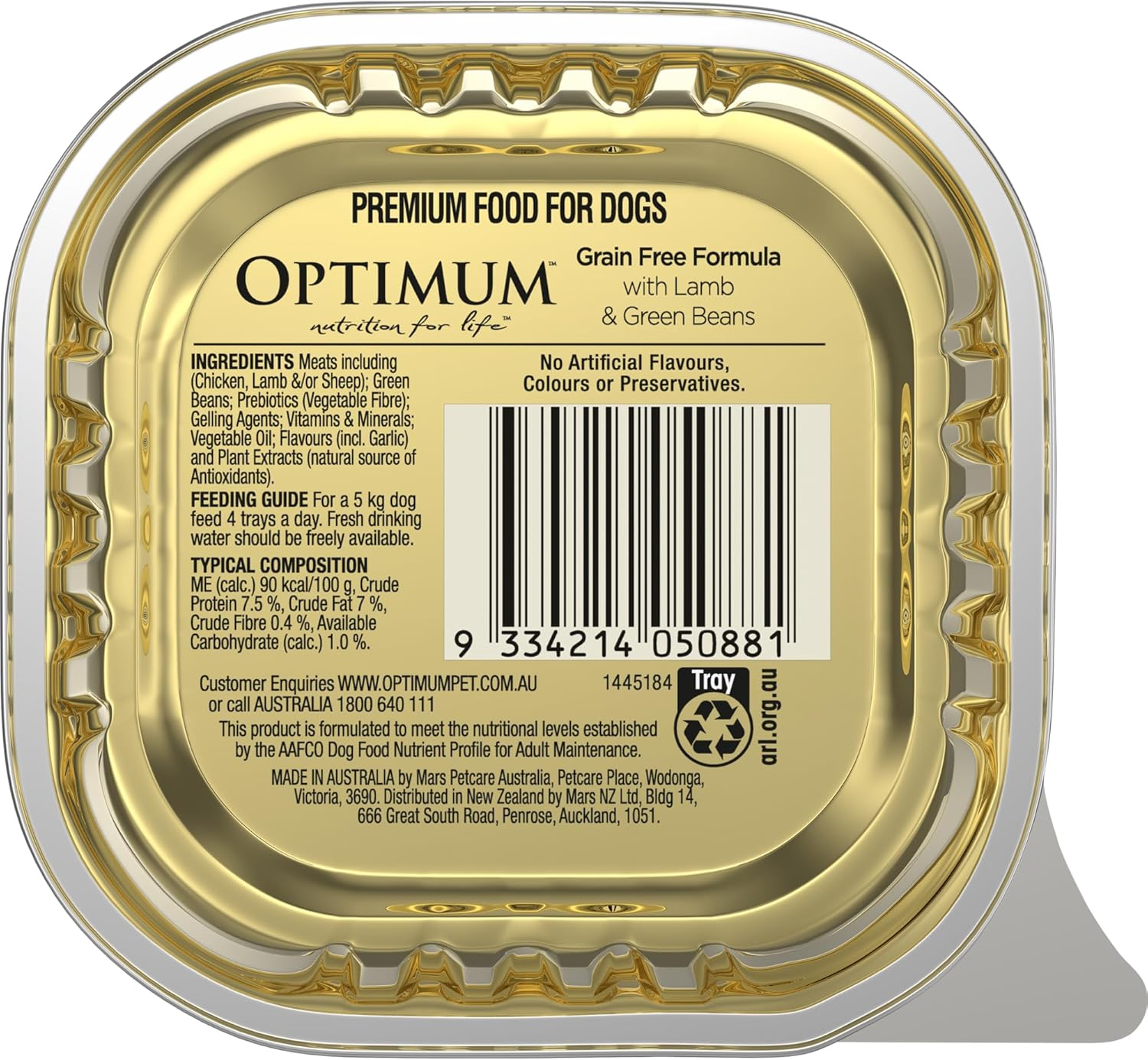 OPTIMUM Adult Wet Dog Food with Lamb & Green Beans 85G Tray, 14 Pack image number 1