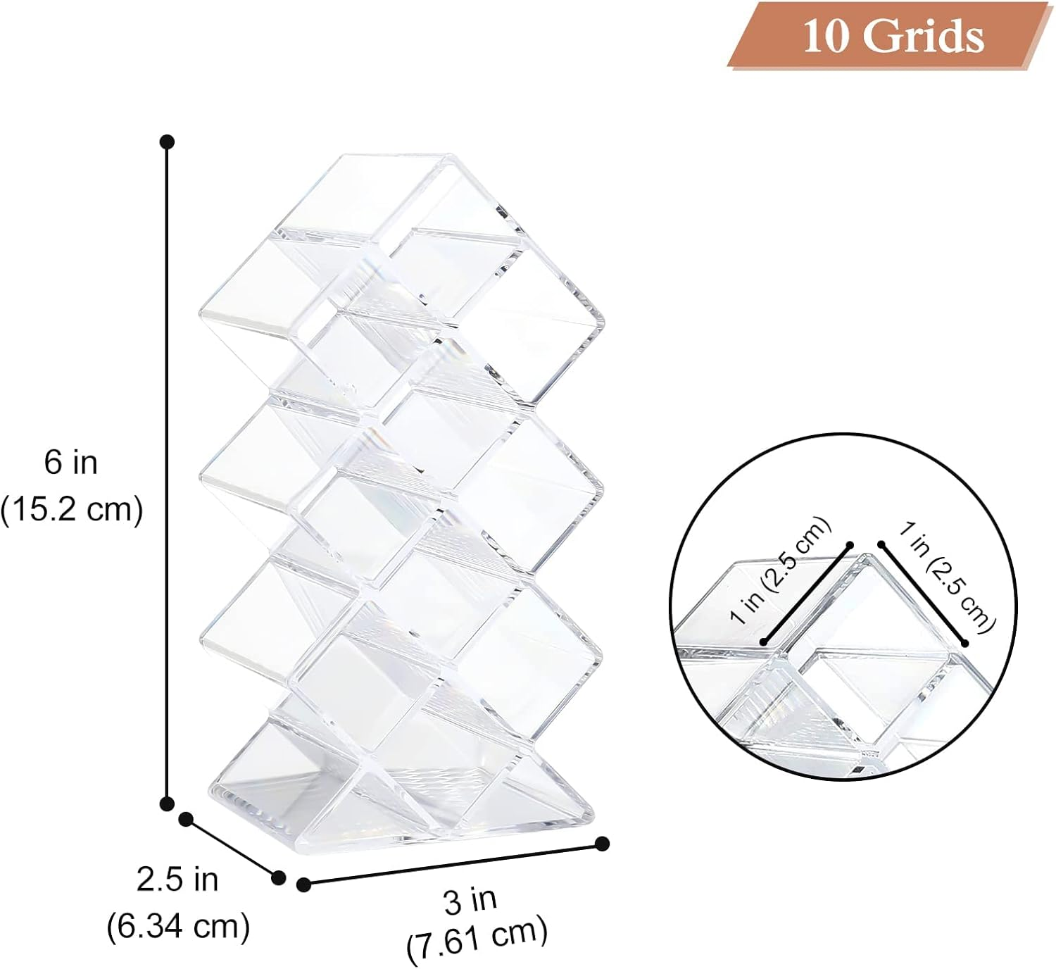 3 Pack Lolalet Lipstick Holder Organizer, 30 Spaces Acrylic Stackable Fish Shape Lipsticks Tower Lipgloss Display Stand, Clear Lip Gloss Organizers Storage Box -10 Slots image number 2