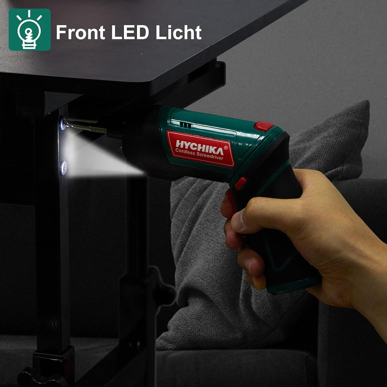 Hychika 3.6V Cordless Electric Screwdriver Gun with 20PCS Screwdriver Bits, 6Nm Screw Gun,Magnetic Chuck for Screws, 2 Position Handle with LED Light, for Home, Office, Workplace