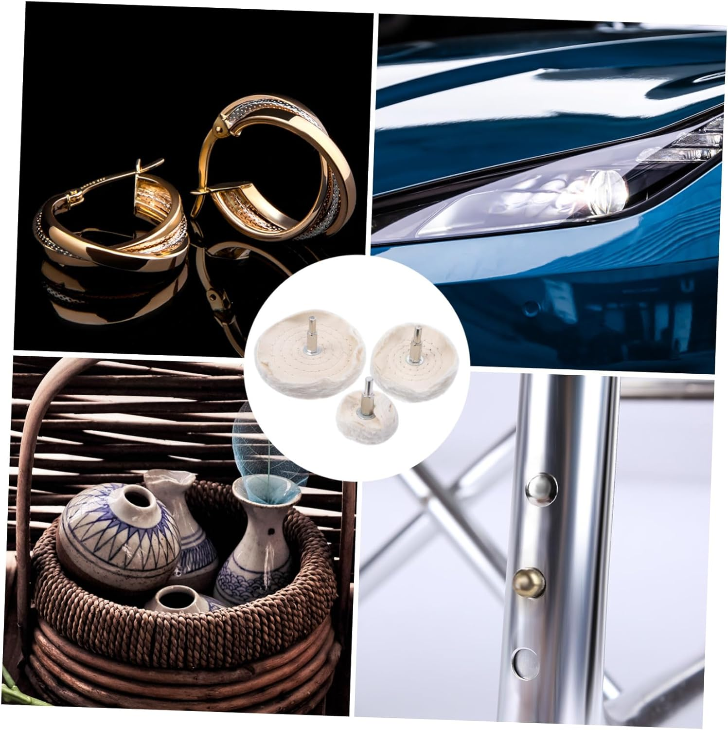 TIDTALEO Buffing Wheel Pad Set 3Pcs for Metal Wood Plastic Polishing Surface Cleaning Buffing Drill Kit image number 6