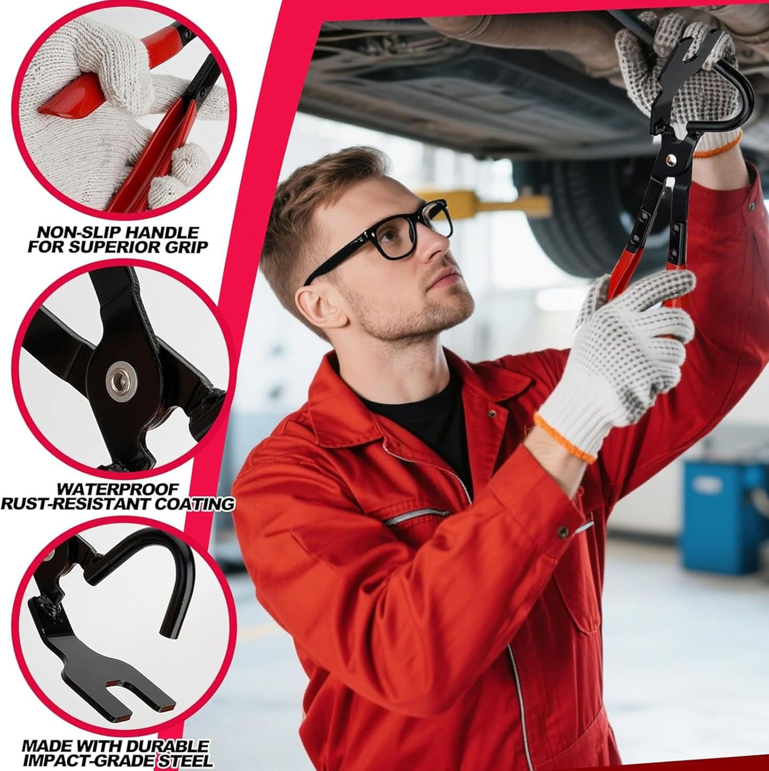 Professional Exhaust Hanger Removal Pliers - 25&deg; Offset Design & Non-Slip Grip for Easy Rubber Bracket Removal,Heavy-Duty Compatible with Car Truck Muffler Systems image number 2