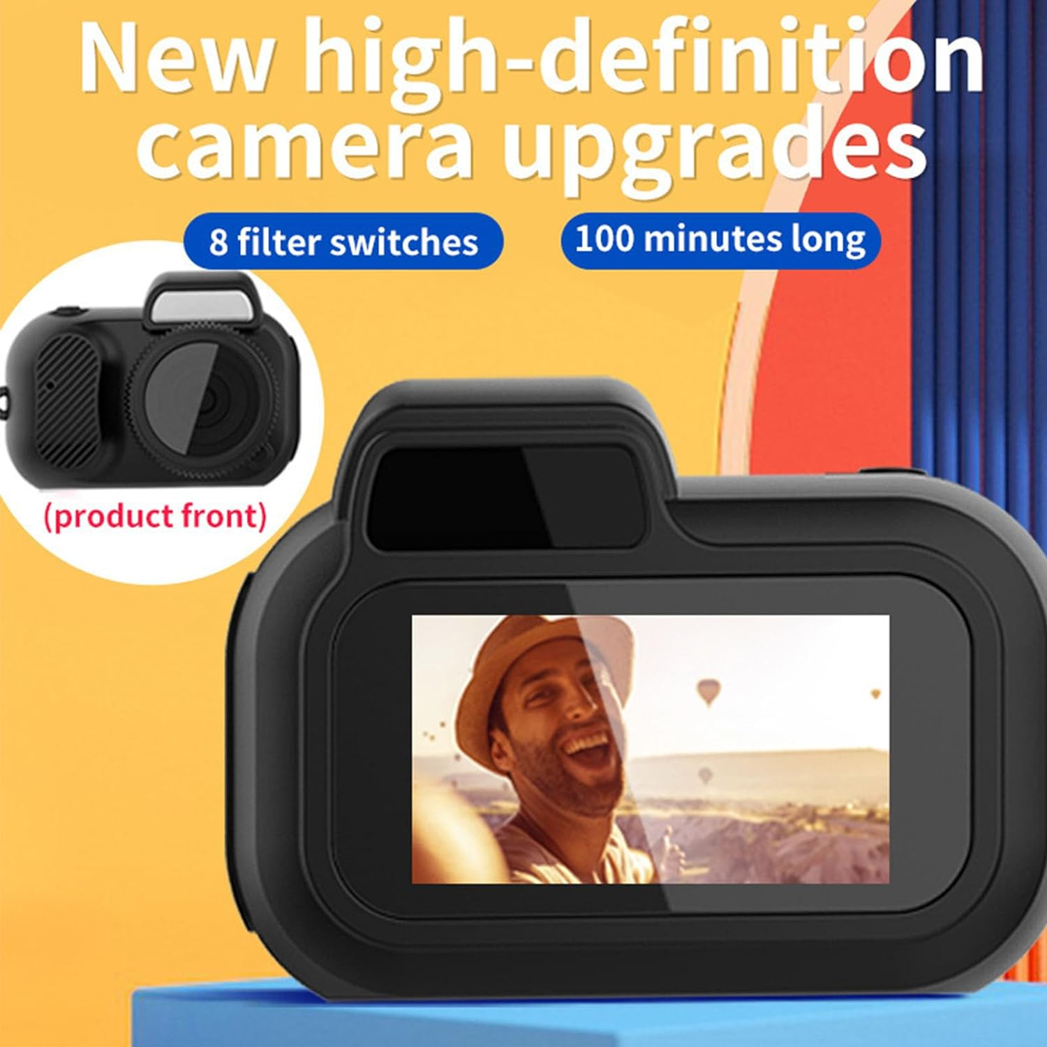 Mini Digital Camera, 1080P 2 MP 100 Minutes Battery Life 4:3 Small Compact Travel Vlogging Camera with Color Screen & Wrist Strap for Teens Students Kids