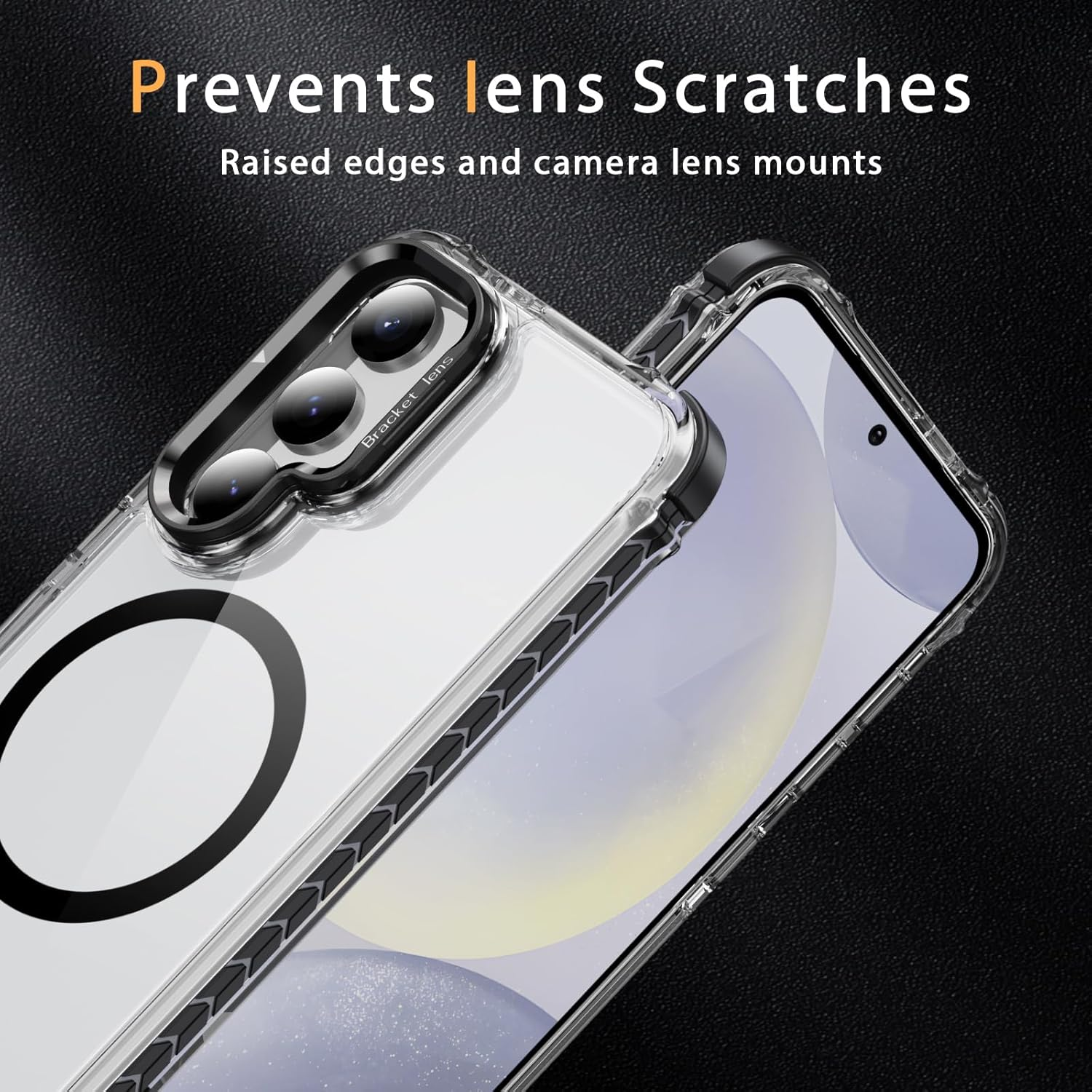 For Samsung S23 Case with Metal Camera Stand,Magnetic High-Transparency Full Protection Shockproof Case for Galaxy S23（Black） image number 3