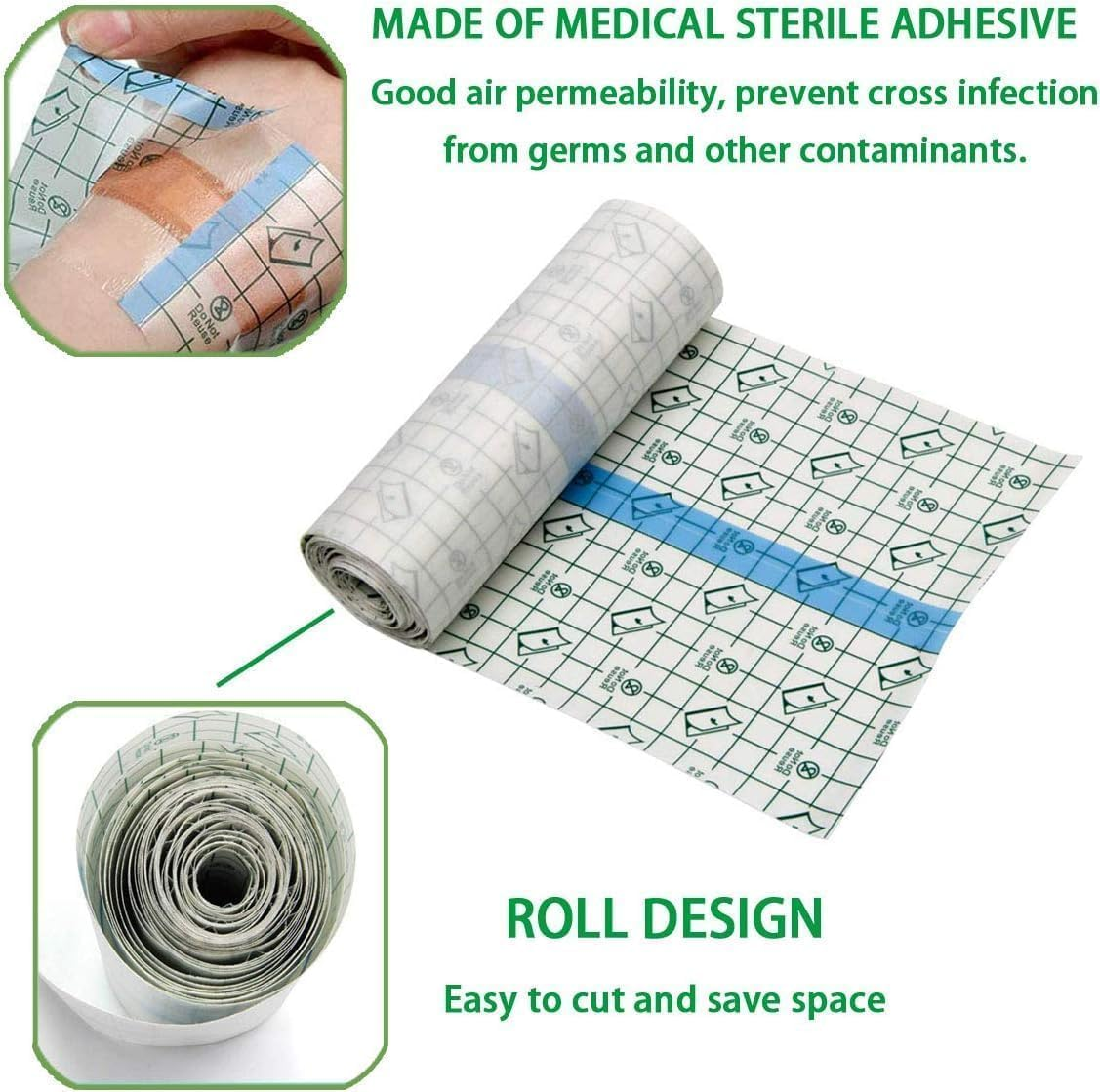 Waterproof Transparent Bandage, Disposable Film Wound Dressing Cuttable Elastic Self-Adhesive Bandaid Stretch Adhesive Dressing Tapes, Wound Mask Swimming Shower Cover（ 6 Inch*5M） image number 1