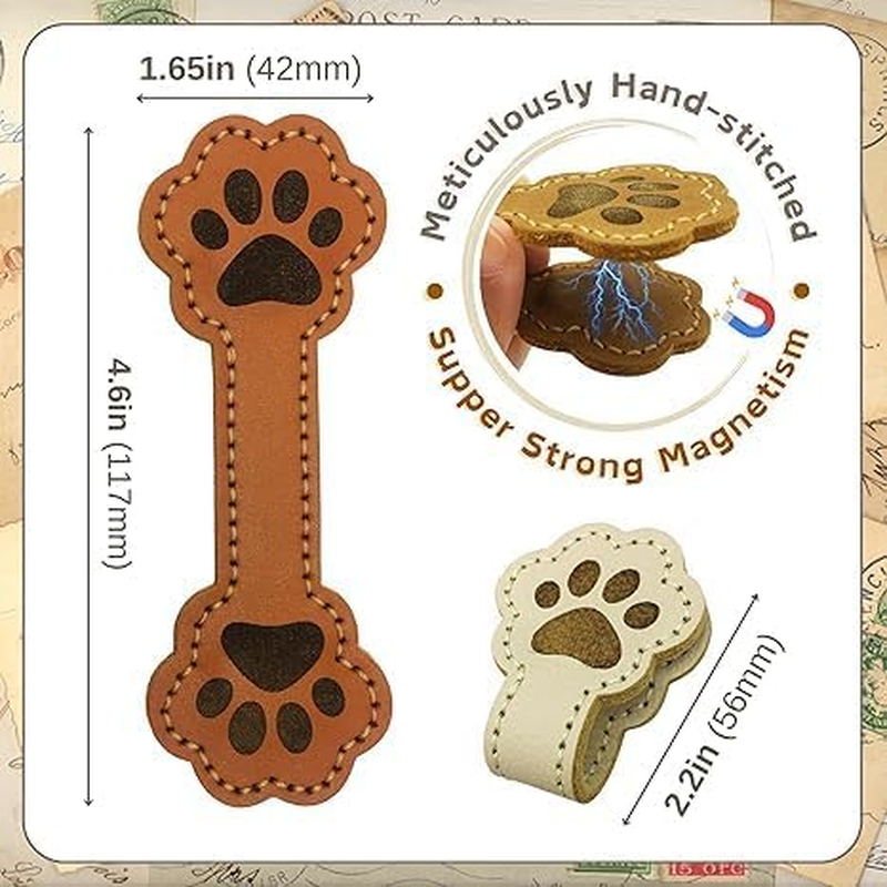 3-Pack Magnetic Bookmarks - PU Leather Bookmark Clips with Strong Magnets, Decorative Reading Markers for Books