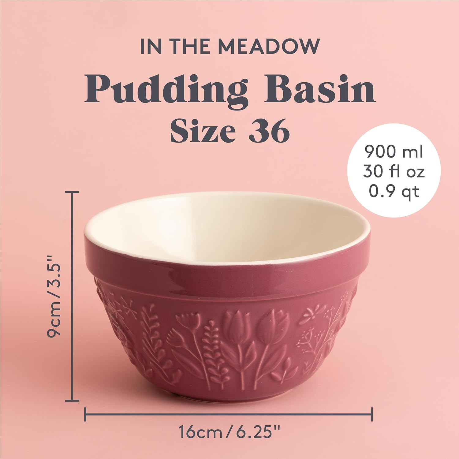 Mason Cash in the Meadow Purple Rose Pudding Basin, 16 X 9Cm/900Ml image number 4