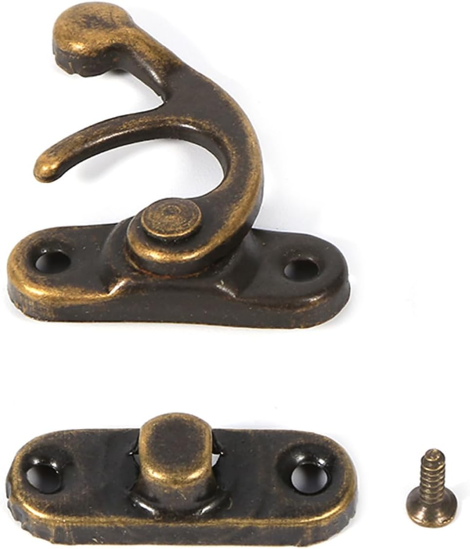 Hook for Jewelry Box 12X Antique Decorative Jewelry Wooden Box Hasp Hook with Screws Hasp (Left) image number 6