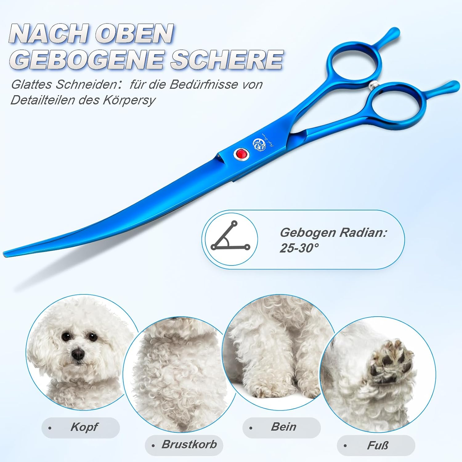 Purple Dragon 8 Inch Dog Scissors Set Professional 3-In-1 Fur Scissors Set for Dogs &ndash; Blue Dog Scissors Set Straight, Serrated and Curved Scissors Are Included for Dogs for Cats and Other Animals image number 3
