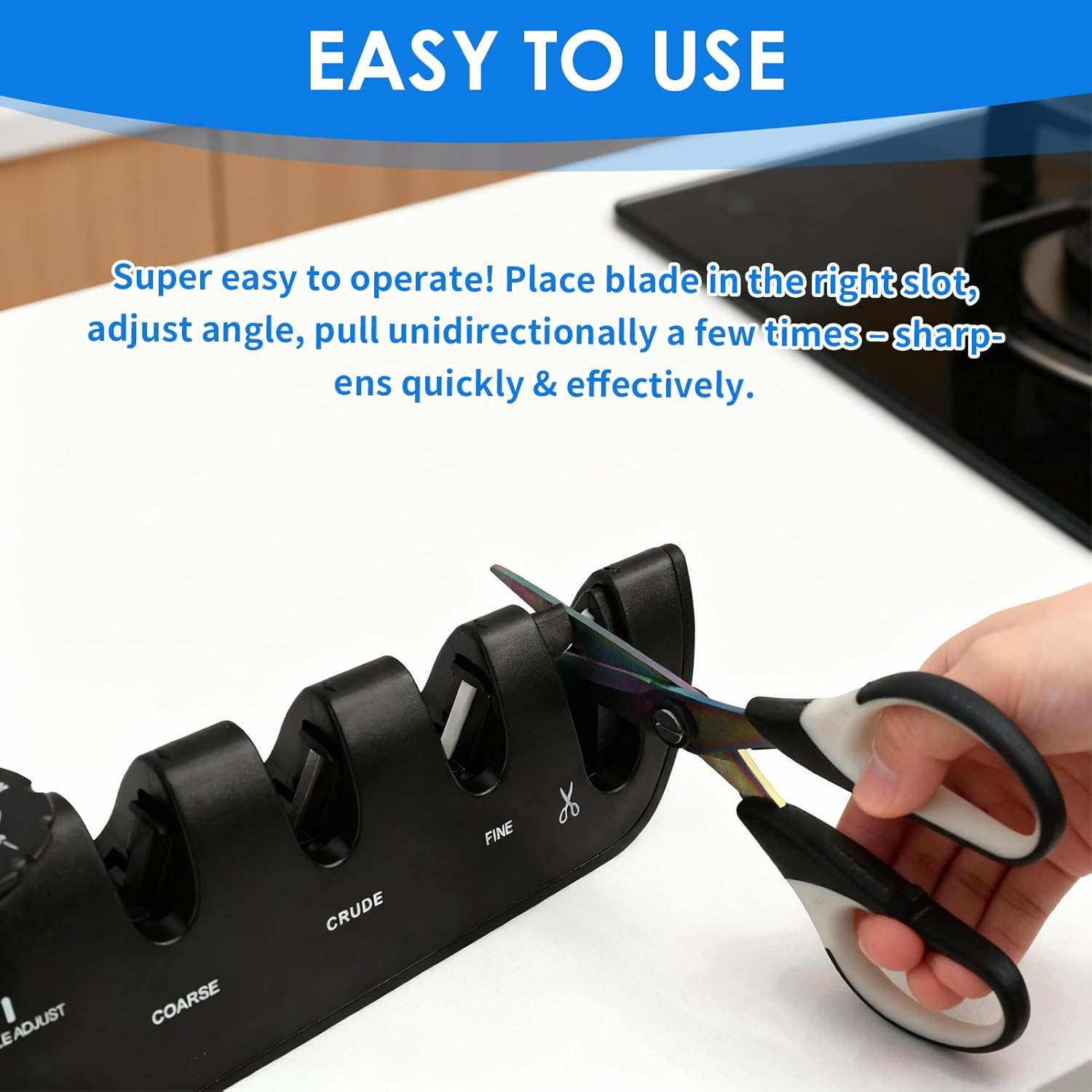 Professional 4-Stage Knife Sharpener with Adjustable Angle Knob - Japanese Multifunctional Device for Kitchen Knives and Scissors, Effortless Sharpening and Polishing Kitchen Sharpeners image number 2