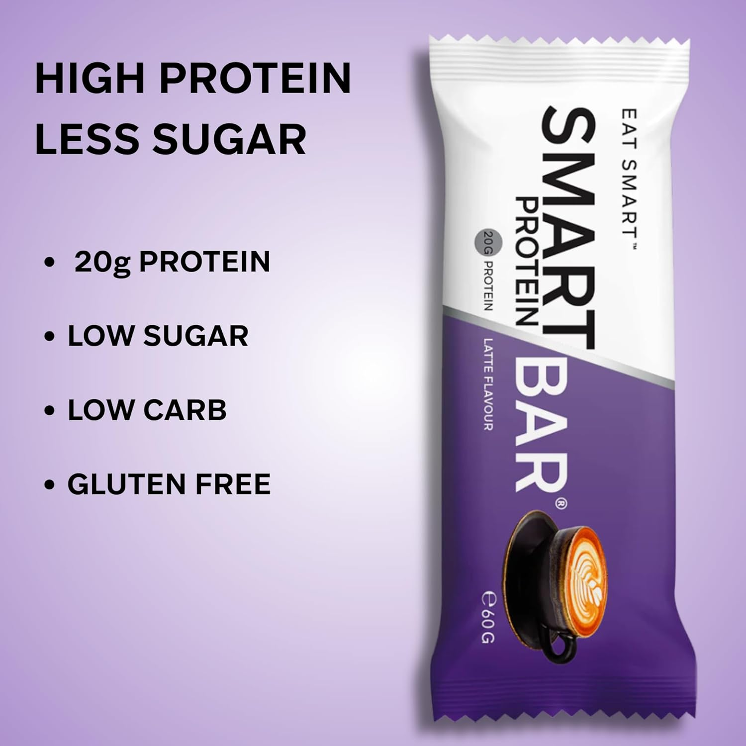 Smart Bars Protein Bar - Latte, 12 X 60 G | 20 G High Protein Snack, Keto Friendly, Nutritional, Low-Carb, Low Sugar image number 4