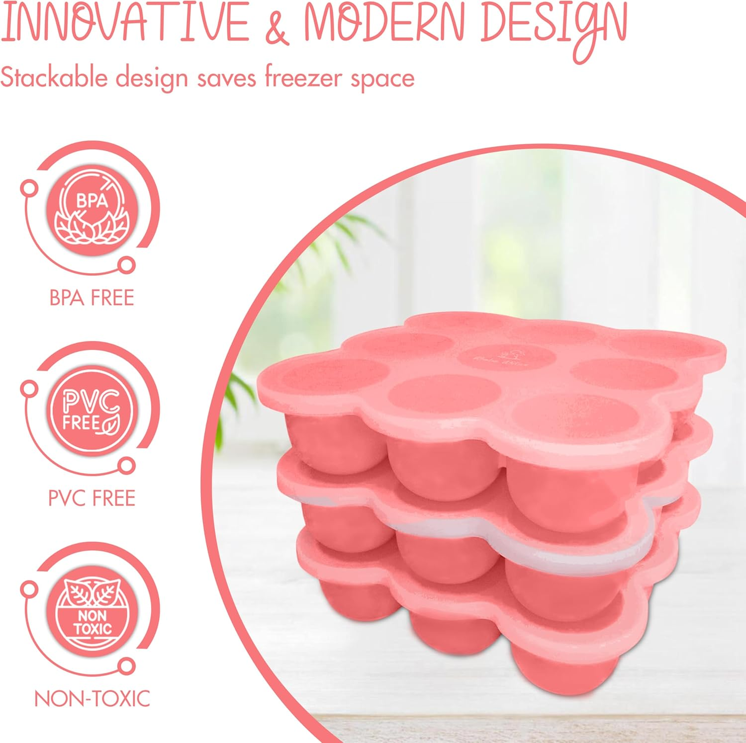 Pink Baby Food Storage, Freezer Tray, Food Grade Silicone, BPA Free, Microwave & Dishwasher Safe, Self Feeding, Baby Led Weaning (19 Cm L X 4.7 Cm H) - Blue image number 2