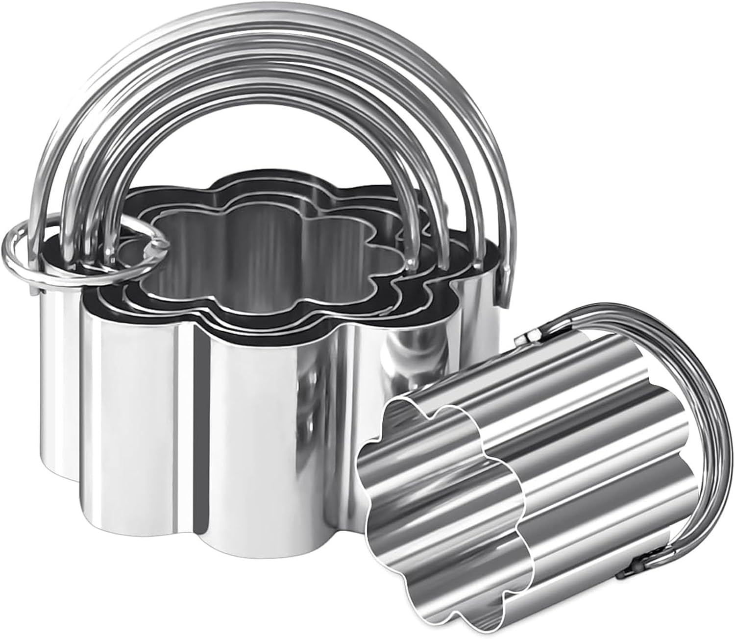 Cookie Cutters Set (5 Pieces/Set), Stainless Steel Scone Cutters with Handles, round Pastry Cutters Circle Biscuit Cutters Set for Baking, Professional Dough Cutter Tool.