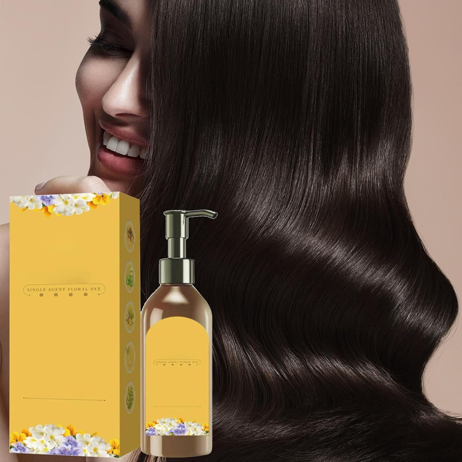 Single Agent Floral Dye - Floral Fragrance Dye, Single Hair Color Dye Dose | Natural Plant Hair Hair Color Dye with Natural Ingredient Botanical Formula, Natural Hair Dye Shampoo for Elderly Grandma - Black Brown Color image number 3