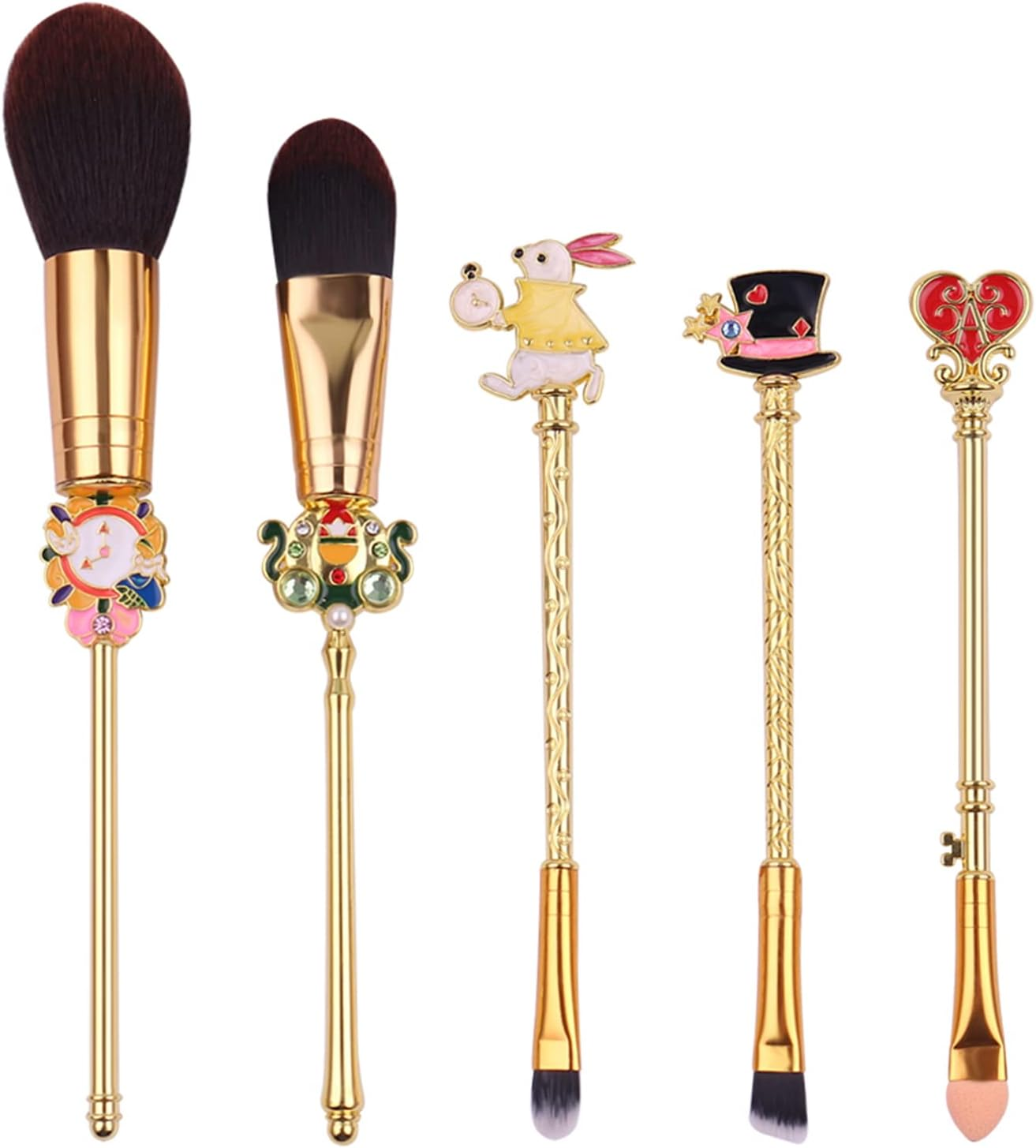 Rongji Jewelry Kawaii Sailormoon Makeup Brushes - 8Pcs Anime Magic Wand Brush Set with Pink Pouch, Professional Foundation Powder Flat Eyeline Blush Kit for Girl Women Fans (Pink 5Pcs)