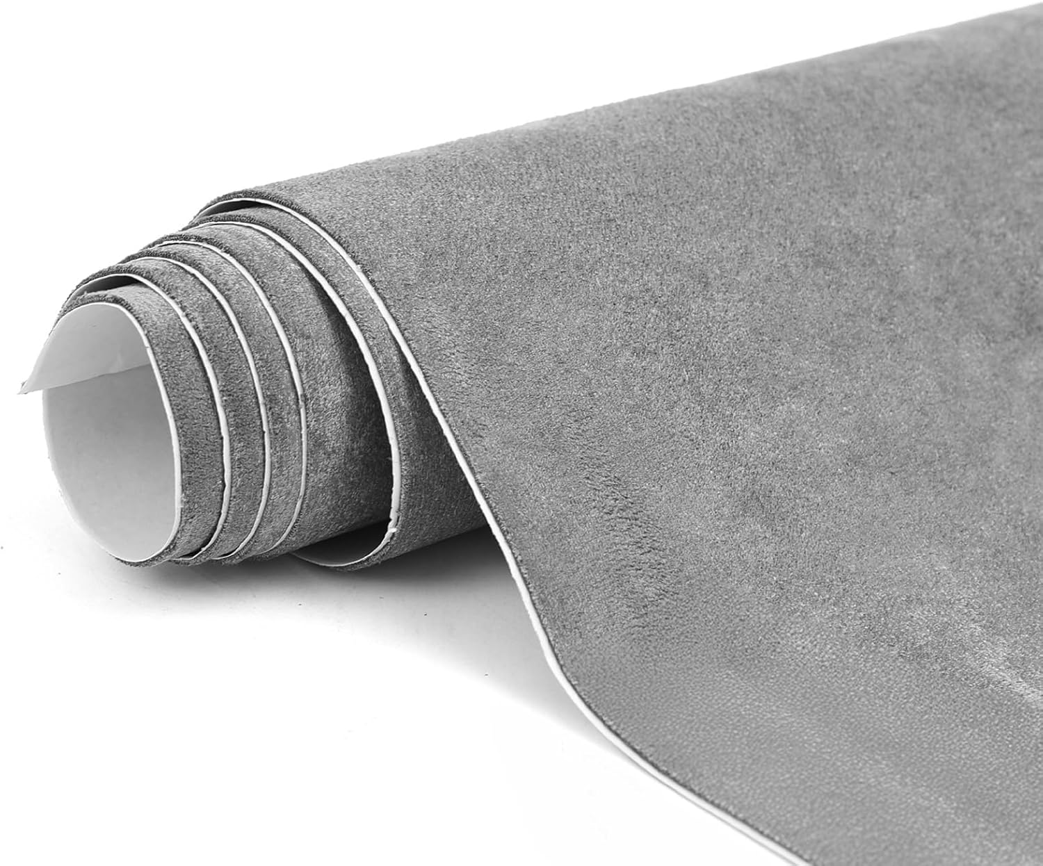 Premium Grey Suede Fabric Wrap - 17X70 Inch Suede Wrap for Car Interior - Self-Adhesive Microfiber and Synthetic Leather, Stretchable Interior Film for Car and Home Decor image number 1