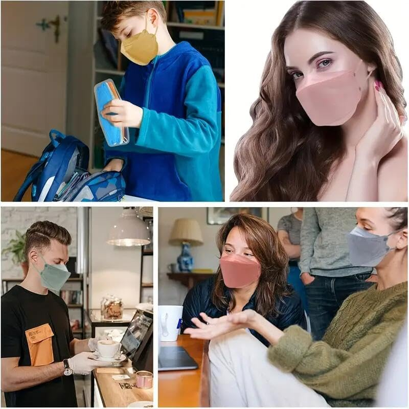 60Pcs 4-Layer Disposable Face Masks, Breathable, Adjustable Nose, Individually Wrapped for Daily Use image number 3