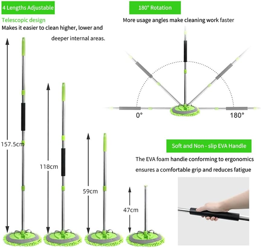 8-Piece Set 157.5 Cm Car Wash Brush,Cleaning Kits with Long Handle Foldable Wash Brush Windshield Window Squeegee Washing Supply Set for All Car,No Shedding of Hair,No Hanging of Threads