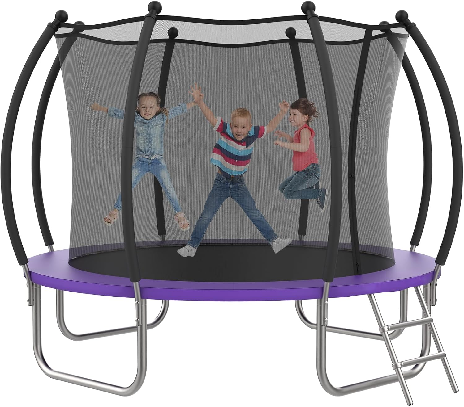 Advwin 4.6FT/10FT Trampoline for Kids Adults, Rebounder round Trampoline W/Enclosure Safety Net, Indoor & Outdoor Children Birthday Gift