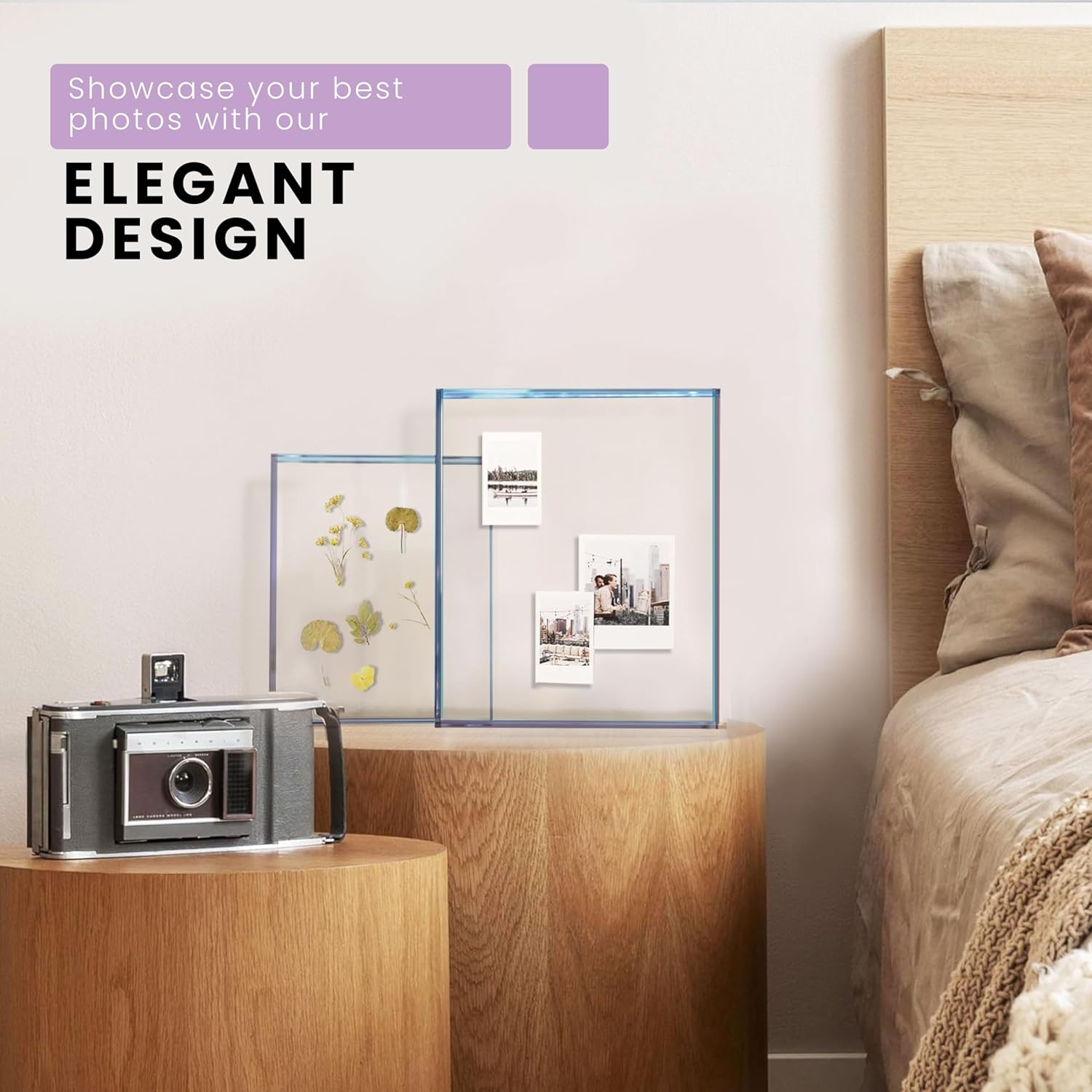 Elil Blue Polaroid Frame for Fujifilm Instax Film 21.08 X 19.3 Collage Frame Family and Wedding Picture Frames Double Glass Acrylic Floating Frame - Color Frame Small X2 image number 4