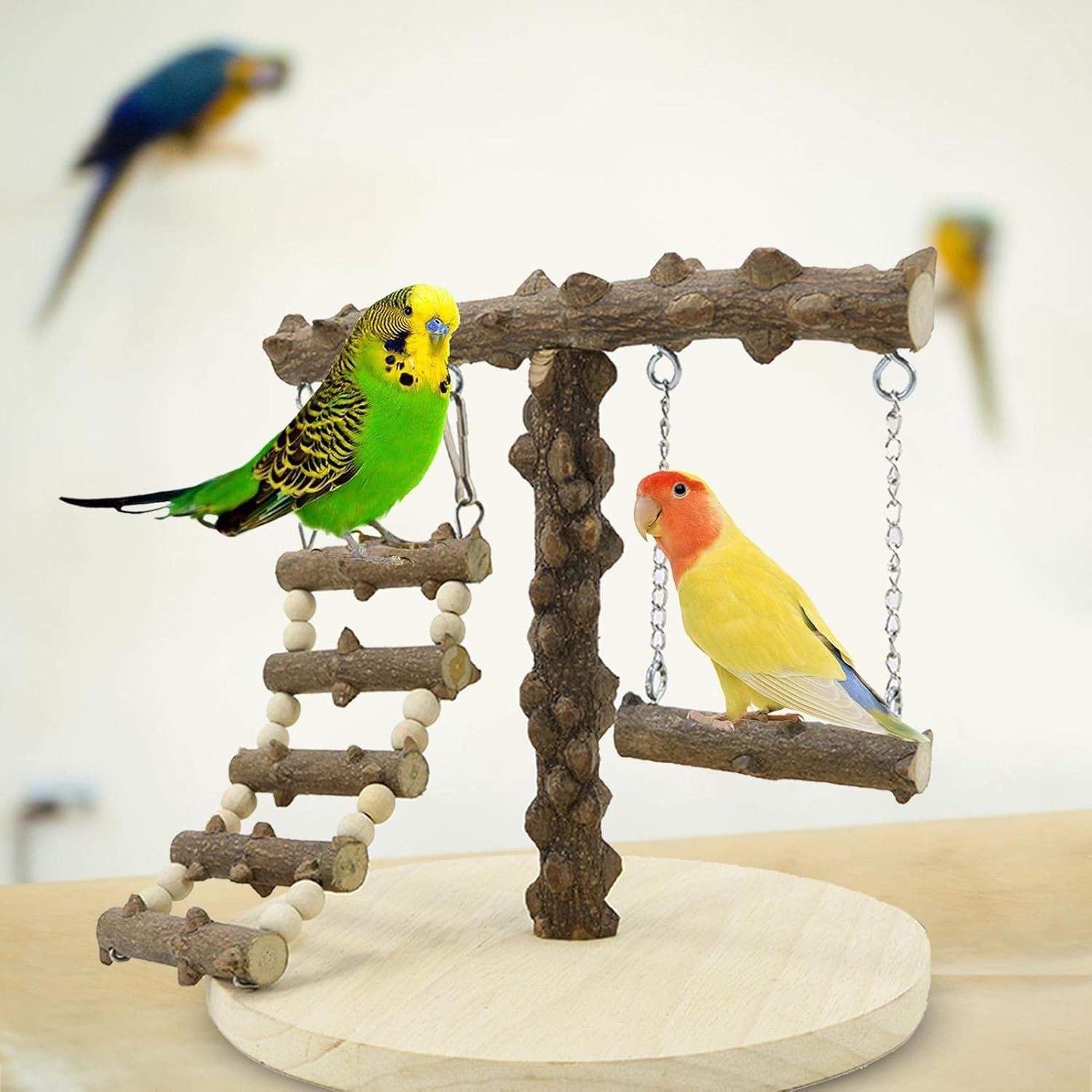 Parrot Play Stand Small, Bird Playground, Training Stand with Ladder and Swing Cockatiel Playground for Pet Bird image number 2
