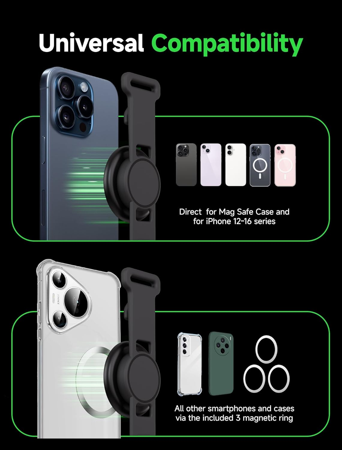 Gliship Magnetic Bar Mount, Gym Fitness Phone Mount for Magsafe, Steering Wheel Phone Holder with Adjustable Strap,Fit for Gym, Stroller, Wrist, Shopping Cart, Exercise Bikes, 17 N52 Strong Magnets image number 3