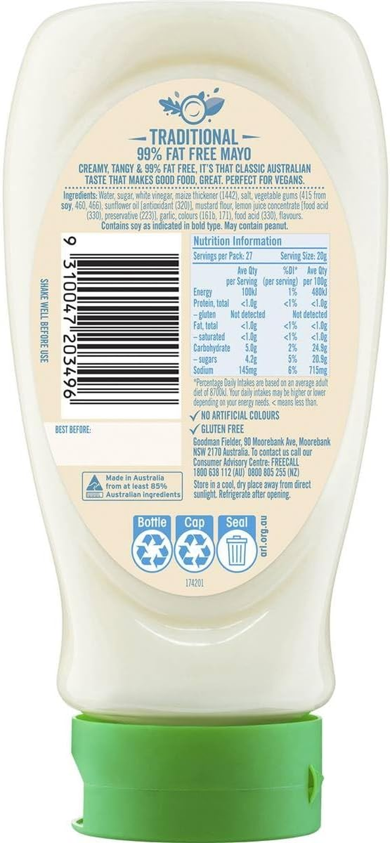 Praise Fat Free Traditional Mayonnaise Squeeze, 555 Ml image number 1