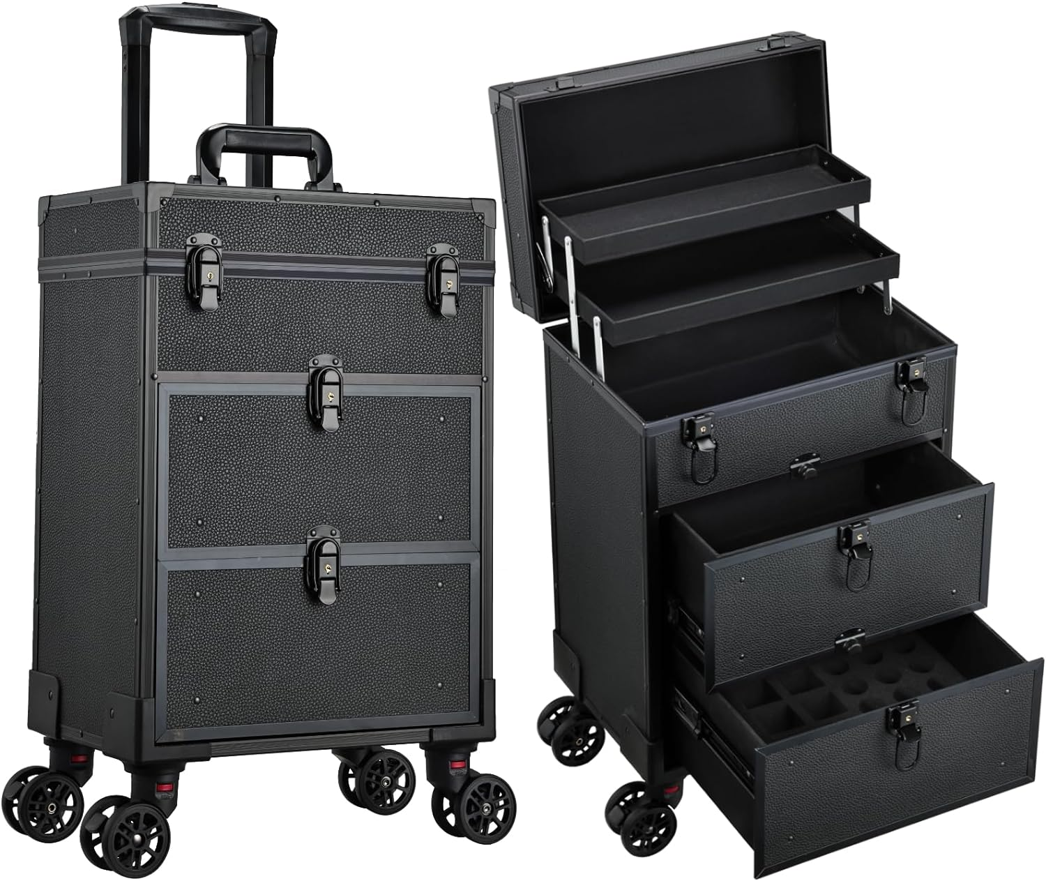 Yueieoun Rolling Makeup Case with Wheels, Black image number 4