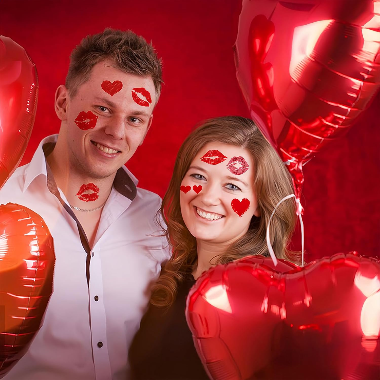 HATOTO Valentines Day Temporary Tattoo for Adult Kids, Red Heart Lip Fake Tattoos, Love Rose Line Hearts Tattoo Stickers, Semi Permanent Tattoo for Women Valentines Wedding Decoration 10 Sheets - Style 2 image number 4