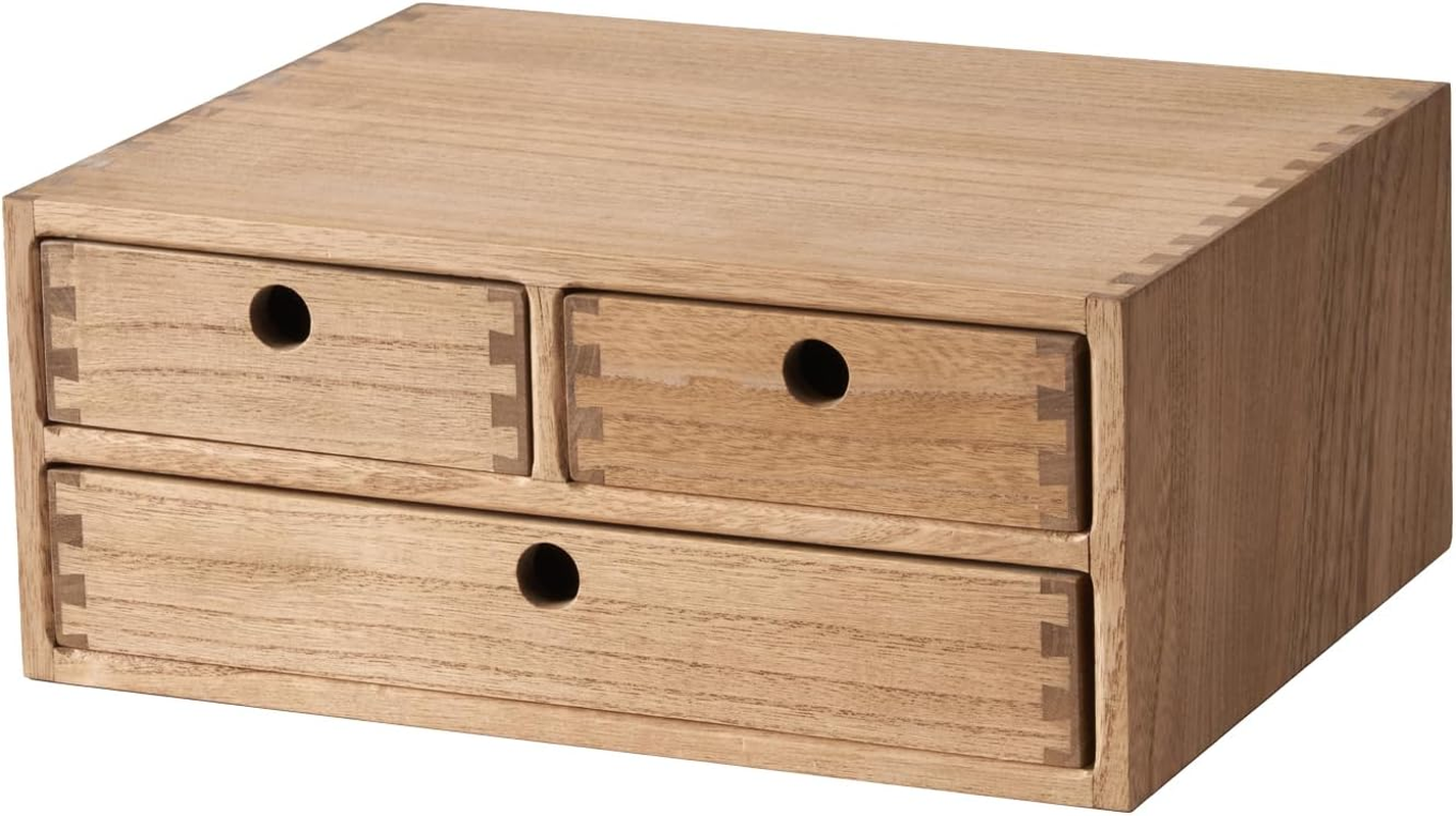 Kirigen Wooden Desktop Organizer - Office Supplies Filing Tidy Storage Shelf - Storage Cabinet/Jewelry Organizer with 3 Drawers(Br, 2-Layer &3 Drawers)