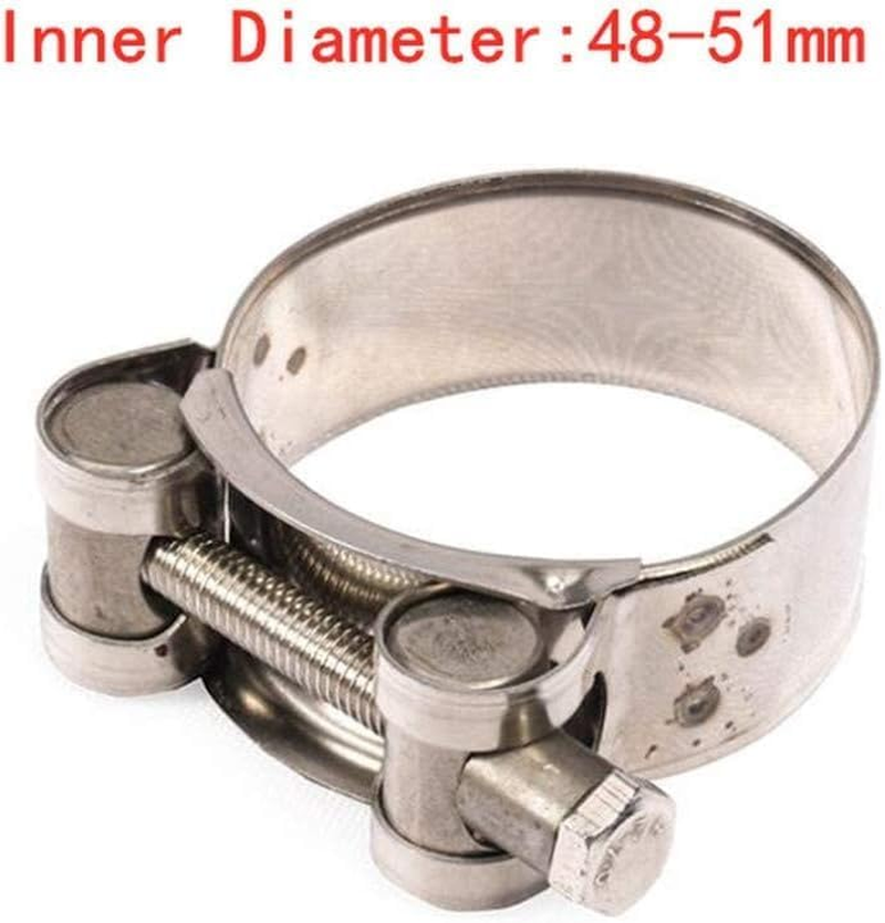 Exhaust Clamp Stainless Steel Exhaust Band Clamp Replacement for Motorcycle Water Hose Car Automotive Replacement Exhaust Clamps (48-51Mm)