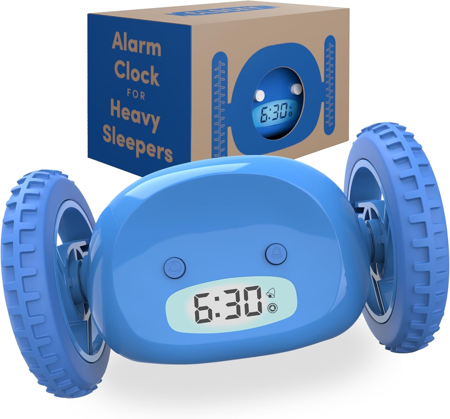 CLOCKY Digital Alarm Clock for Bedroom on Wheels Runaway Moving Extra Super Loud Alarm Clock for Heavy Sleepers Adults Deaf Hard to Wake up Sleeper Kids Teens Funny Cute Alarm Clock Prank Gift (Black)