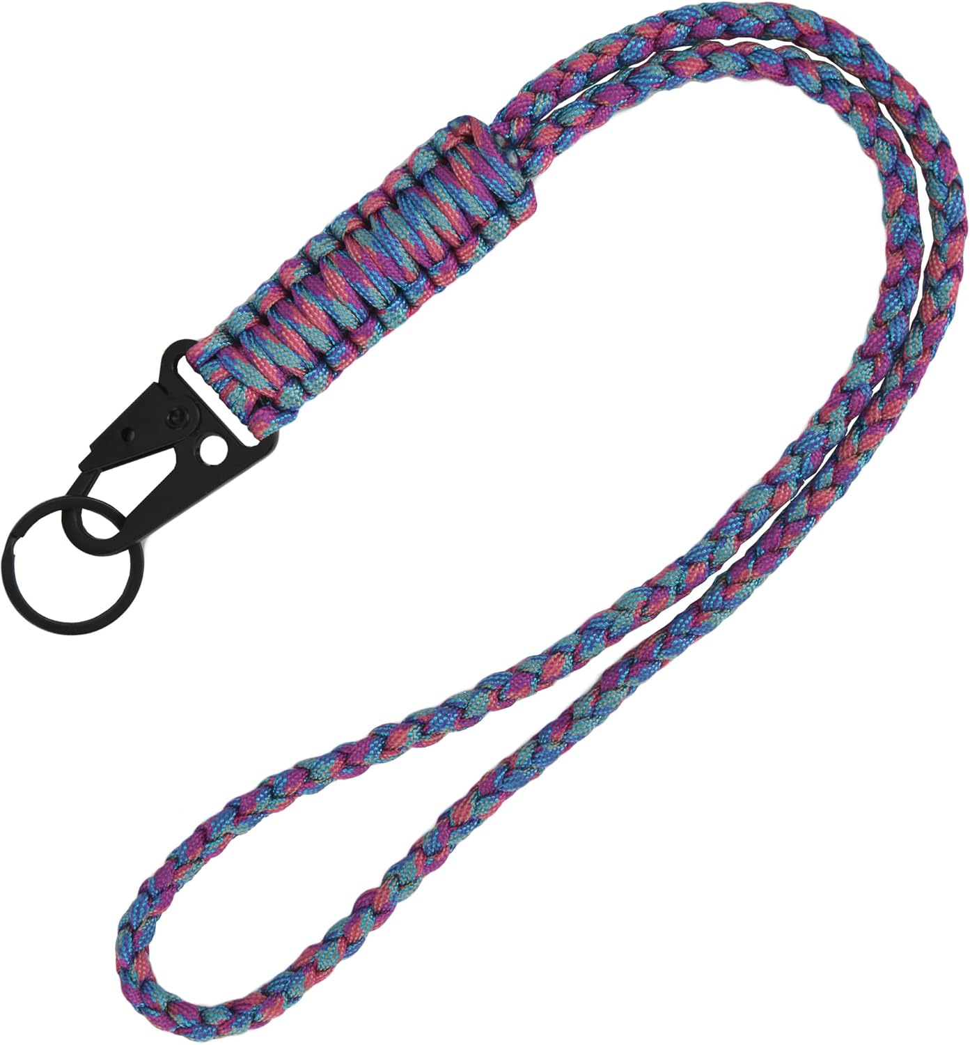 Heavy Duty Paracord Lanyard Keychain, Paracord Necklace Cell Phone Keychain Whistles Wrist Braided