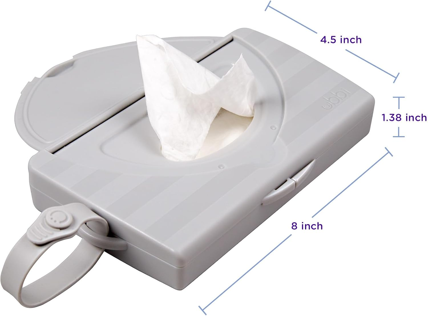 Ubbi On-The-Go Baby Wipes Dispenser, Portable Wipes Container for Travel, Diaper Bag Accessory Must Have for Newborns, Reusable Wipes Holder, Gray image number 1
