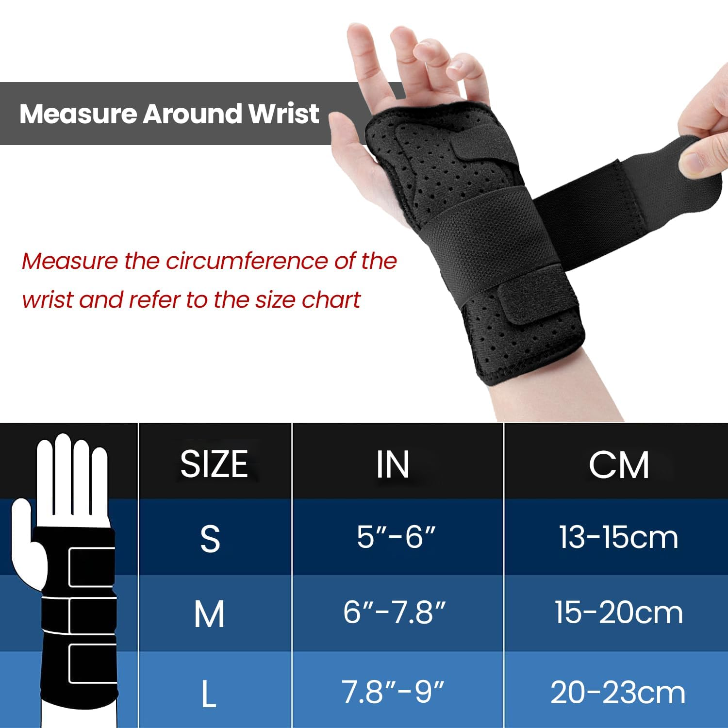 Carpal Tunnel Wrist Brace Night Support with Splints Left Hand, Hand Brace for Arthritis, Tendonitis, Sprain, Injuries, Wrist Pain Relief, Wrist Immobilizer Adjustable Straps and Breathable for Women and Men image number 5