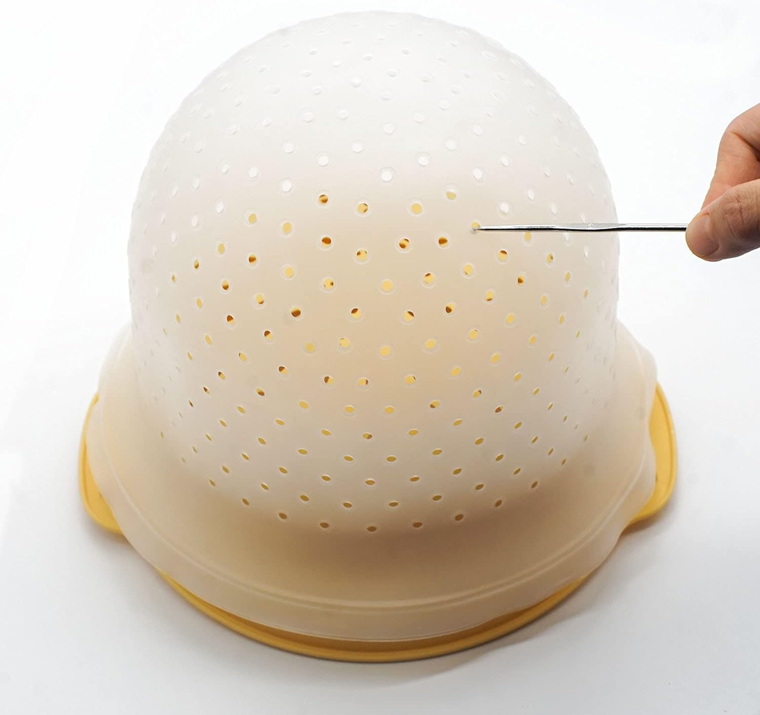 2 PCS Holes Opened Hair Dye Cap Highlight Kit with Hook Silicone Highlighting Cap Smooth Highlights at Home Lowlights Reuseable Beauty Hair Care Kits (White) image number 6