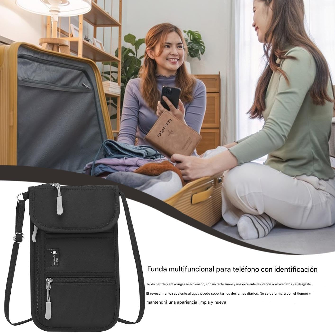 Travel Passport Holder, Passport Wallet &ndash; Anti-Theft Document Holder with Mobile Phone Holder Cards for Travel, Sport, Beach, Pool, Business Daily image number 4