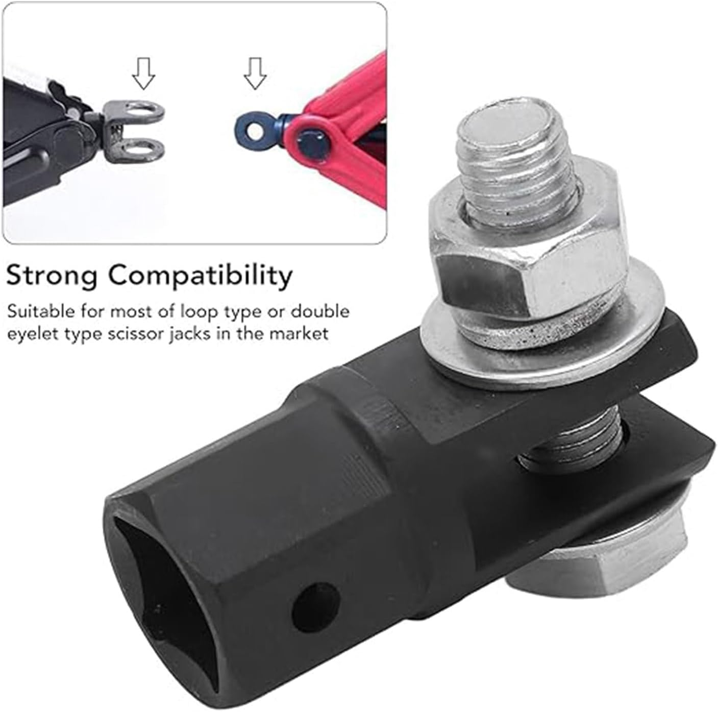 Roczential Scissor Jack Adapter, High Strength Universal Scissor Jack Drill Adapter for Impact Drills Socket Automotive Jack RV Trailer Leveling Jack image number 5