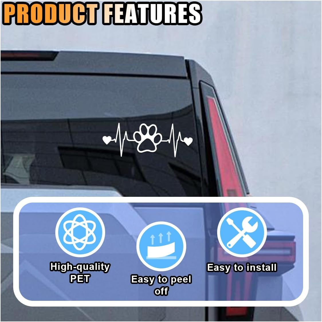 Dog Paw Heartbeat Sticker Decal, Vinyl Waterproof Sticker Decal, Cute Bumper Sticker Universal for Car Truck Van Wall Cup Tumbler Laptop image number 2