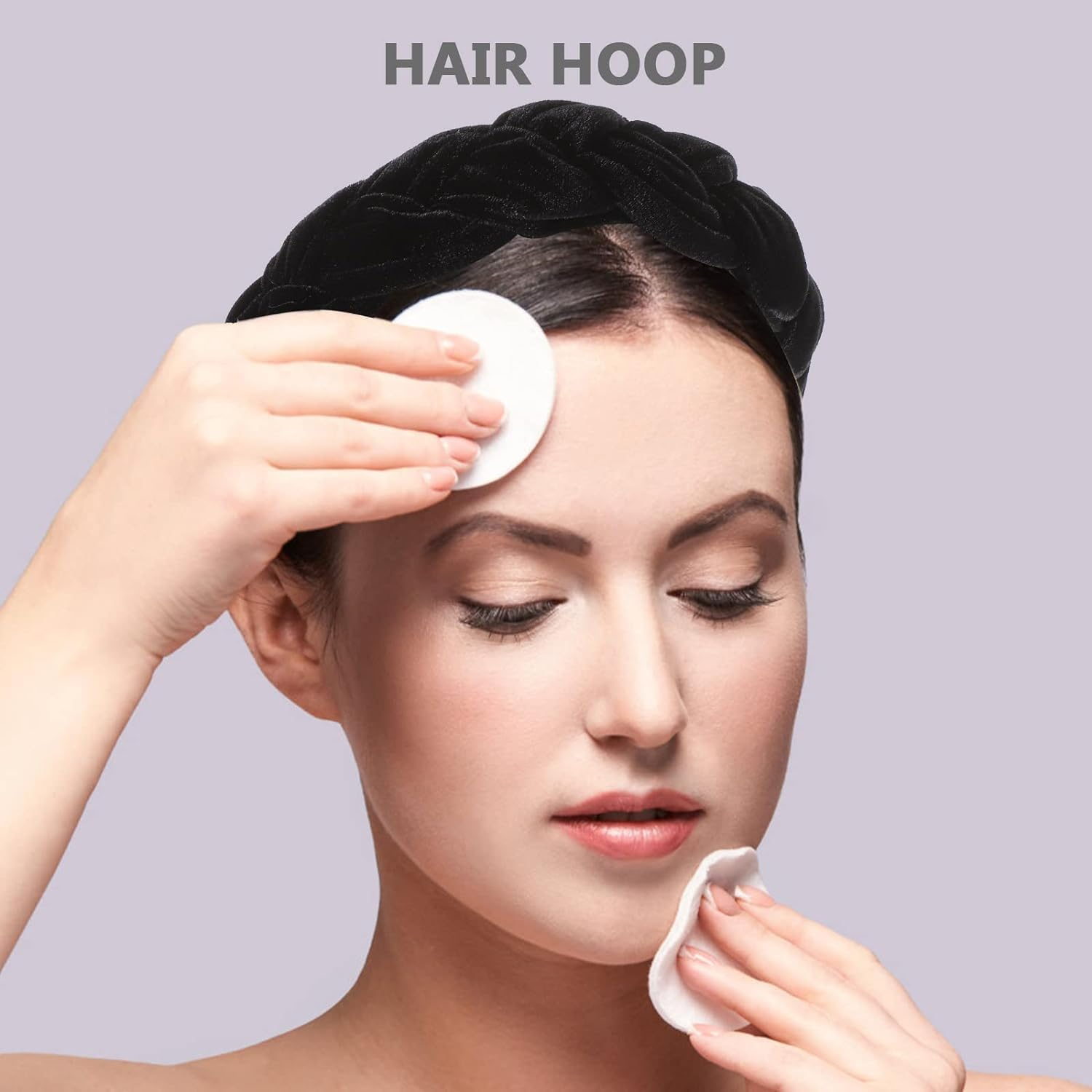 KOMUNJ Velvet Headband Braided Headband Wide Hair Band Vintage Padded Headband DIY Styling Headpiece image number 4