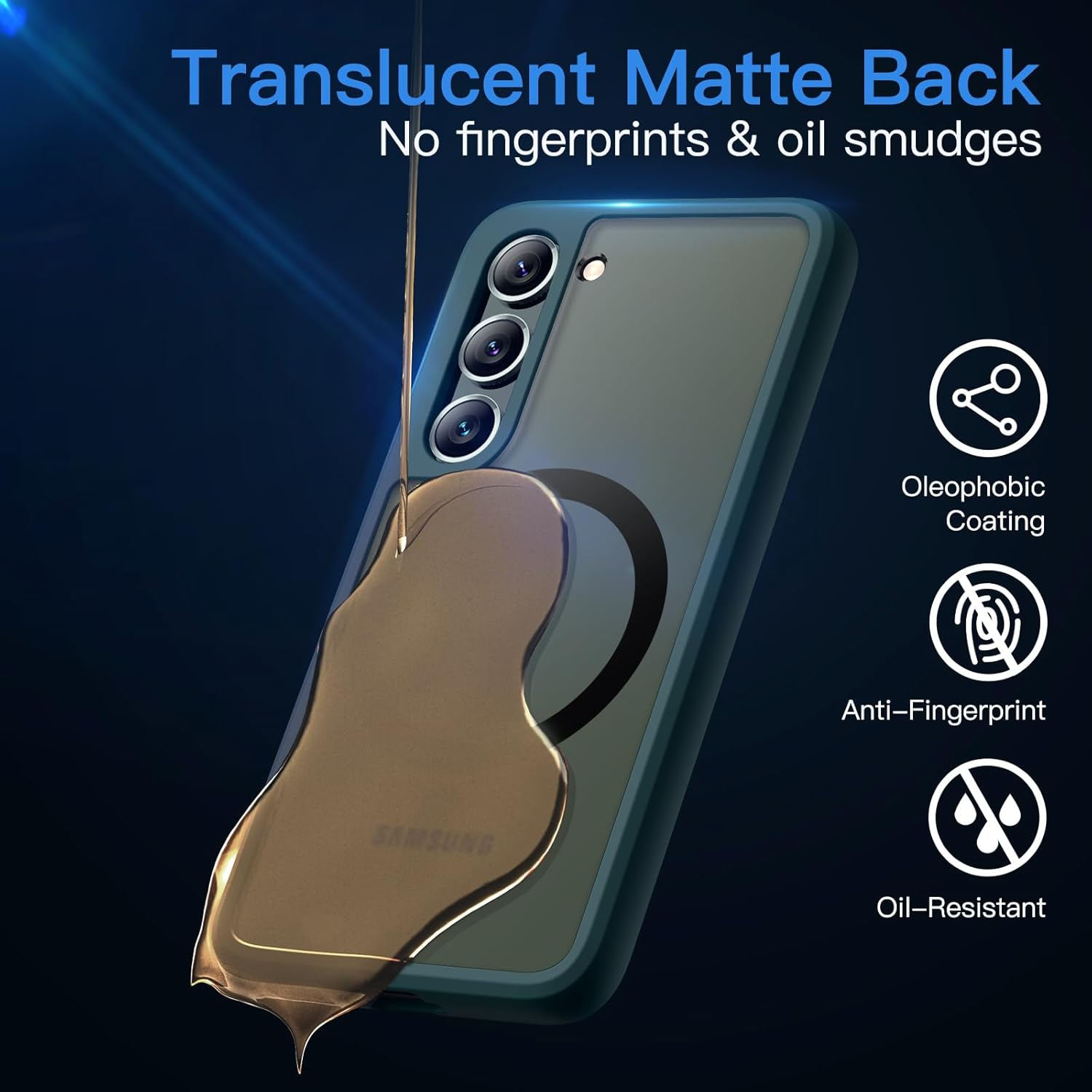 Jetech Magnetic Case for Samsung Galaxy S23 5G 6.1-Inch, Compatible with Magsafe, Translucent Matte Back Shockproof Phone Cover (Midnight Green) image number 4