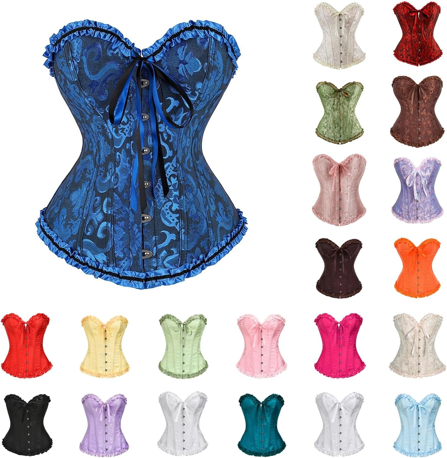 Generic Corset Tops for Women Western Shapewear Bustier Vintage Bustier Top Steampunk Pirate Corsets Adult Halloween Costumes image number 3