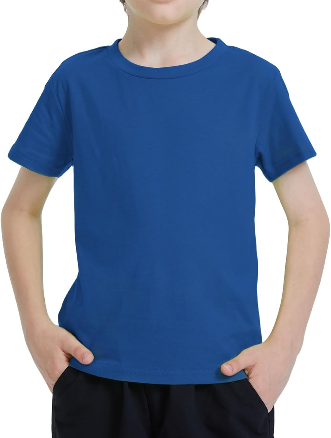 Kids Cotton Crewneck T-Shirt Plain Lightweight Children'S Boys Girls Breathable Short Sleeve Tee Tops Classic Casual Unisex Shirts