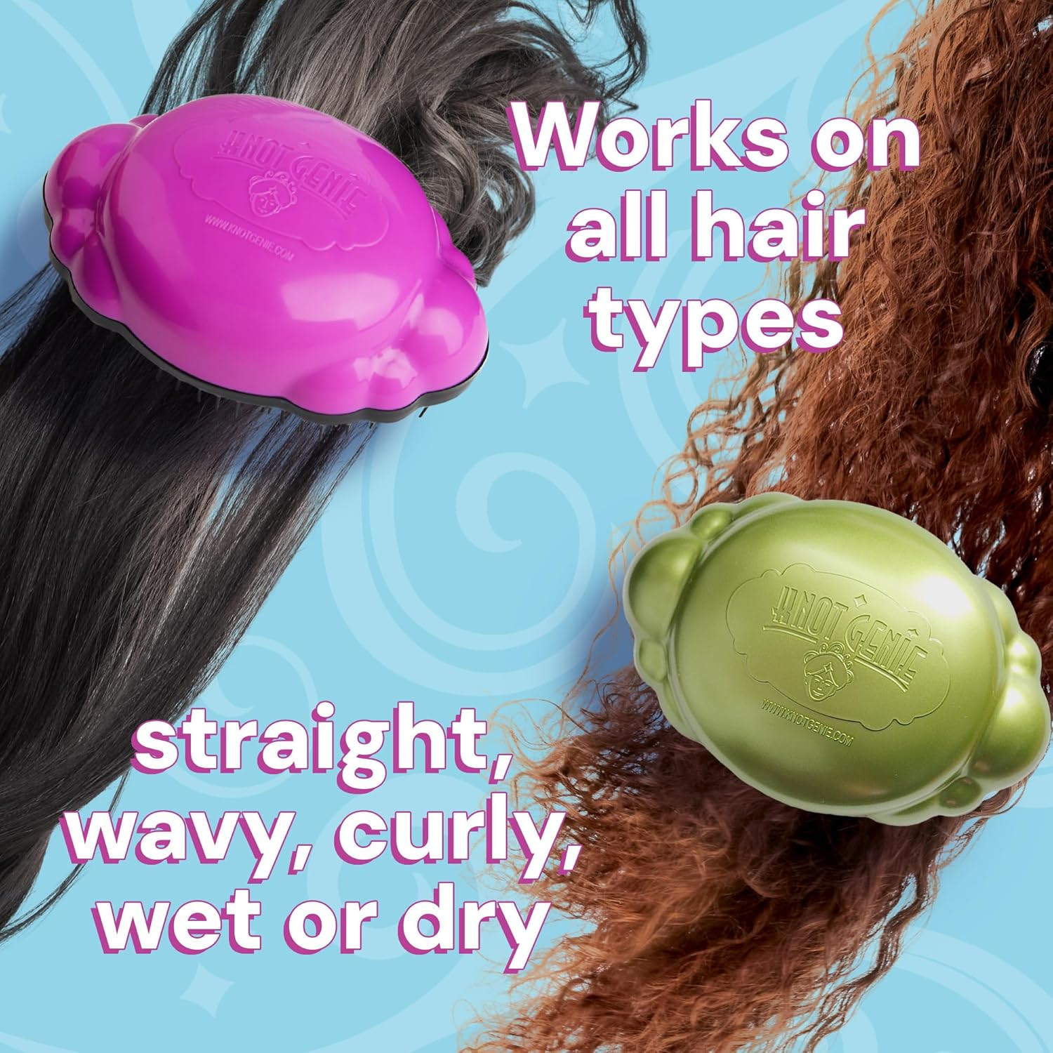 Knot Genie Supreme Detangling Hair Brush for Kids (Pop of Pink) | Perfect Detangling Brush for Curly Hair, Gently Separate Tangles, Leaves Hair Smooth and Shiny | the Pain Free Knot Detangler image number 4