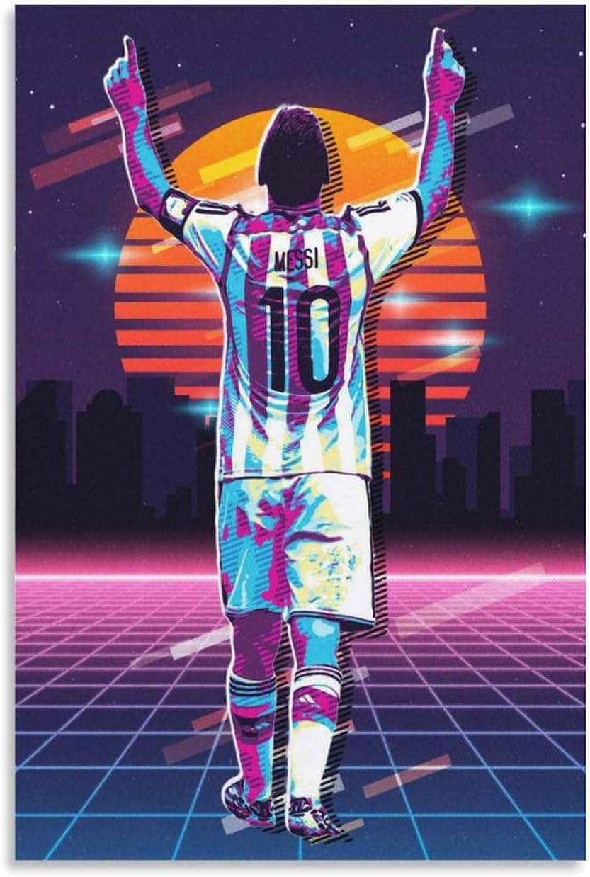 Wdpngf Wall Posters the Football King Messis Poster Soccer Posters for Boys Room Wall Art Paintings Canvas Wall Decor Home Decor Living Room Decor Aesthetic Prints 12X18Inch(30X45Cm) Unframe-Style-3